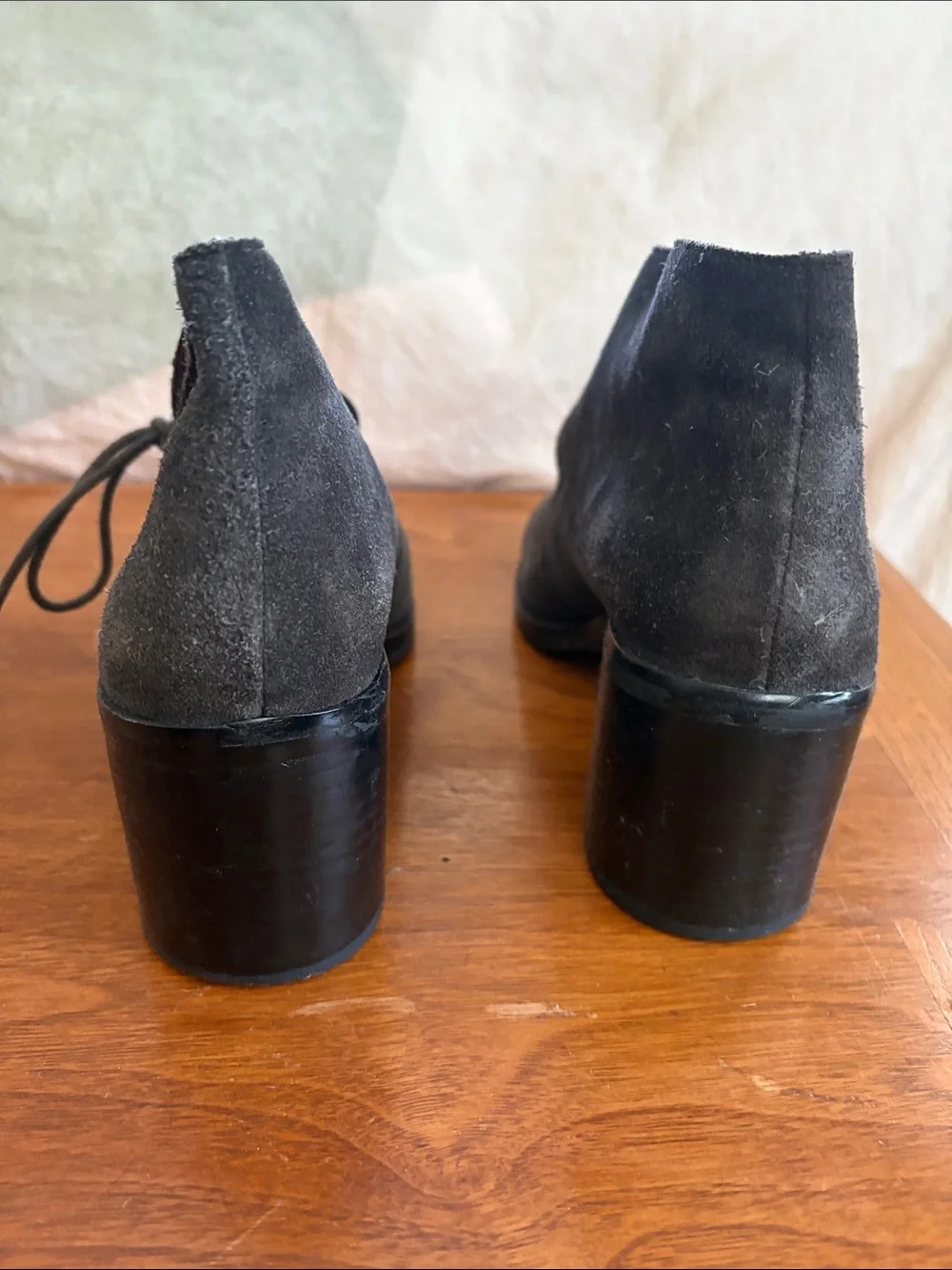 Women’s Suede Lace-Up Ankle Boots in Dark Gray